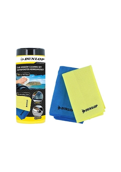 Dunlop Dun103 Cam Temizlik Seti 2 Adet Mikrofiber Bez 35x35 Cm 250 G/m² + 40 Adet Temizleme Mendili