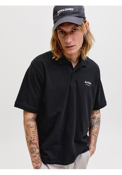 Jack & Jones Jjearchive Graphic Polo Ss Ln Erkek T-shirt-32843 Siyah