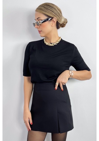 Ritnice Viscose Doku Next Premium Selection Siyah Yarım Kol Triko Kazak Siyah