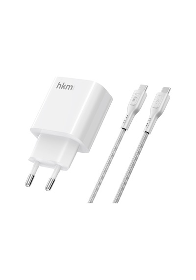 Bolt Duo 20W Usb-A Ve Type-C Çift Portlu Hızlı Şarj Aleti Type-C Kablo Ve Adaptör Seti Beyaz