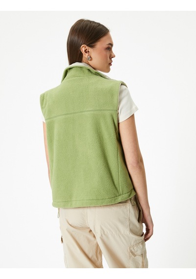 Koton Polar Outdoor Yelek Dik Yaka Cepli Yeşil 4sal20052ıw Yeşil