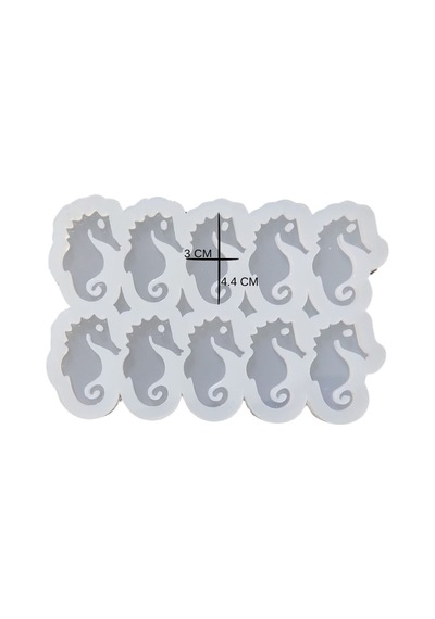 Tahtakale Toptancı Epoksi Silikon Kalıp Çoklu Deniz Atı Kalıbı Delikli Deniz Atı Anahtarlık Kalıbı 4.4x3 Cm 10 Lu