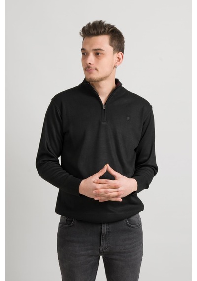 Regular Fit Yarım Balıkçı Fermuarlı Akrilik Viskon Karışımlı Erkek Triko Kazak 001