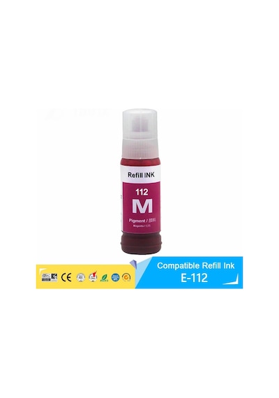 Epson 112 Ecotank Pro L15180 Kırmızı İthal Uyumlu Pigmentli Mürekkep 70 Ml