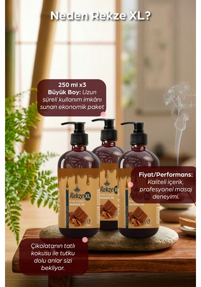 3 Lü Masaj Yağı Seti 250 Ml X 3 Çikolata Aromalı Büyük Boy Vücut Bakım Yağı - 502100486