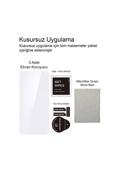 İphone 16 Pro Max 6.9" İle Uyumlu Kırılmaz Cam 3 Adet Temperli Şeffaf Ekran Koruyucu 3'lü Paket