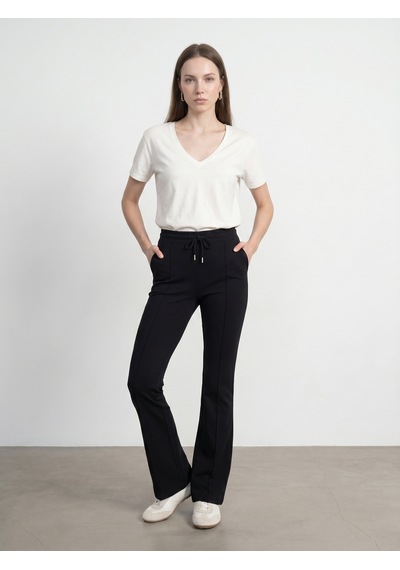 Dilvin 32847 Lyocell Karışımlı V Yaka T-shirt-ekru