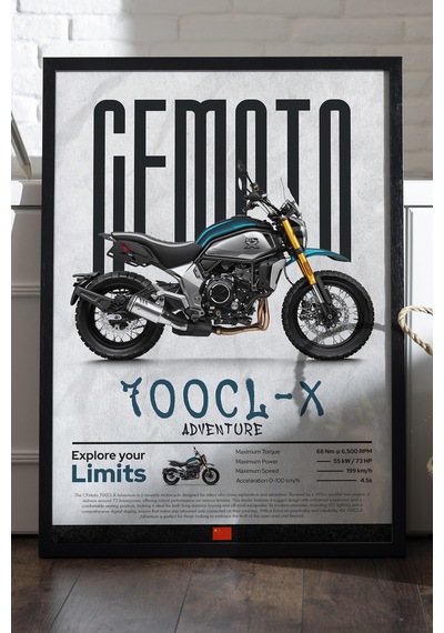 Cfmoto 700 Cl-x Adventure Siyah Ahşap Çerçeveli Poster, Dekoratif Motosiklet Duvar Tablosu