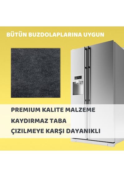 Beylini Su Geçirmez Buzdolabı Matı Kaymaz Taban Antrasit 91x91
