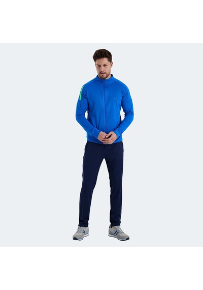 Slazenger RARELY Erkek Fermuarlı Dik Yaka Cepli Saks Mavi Eşofman Takımı