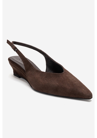 Luvishoes Rosella Kahverengi Süet Mini Dolgu Kadın Topuklu Ayakkabı