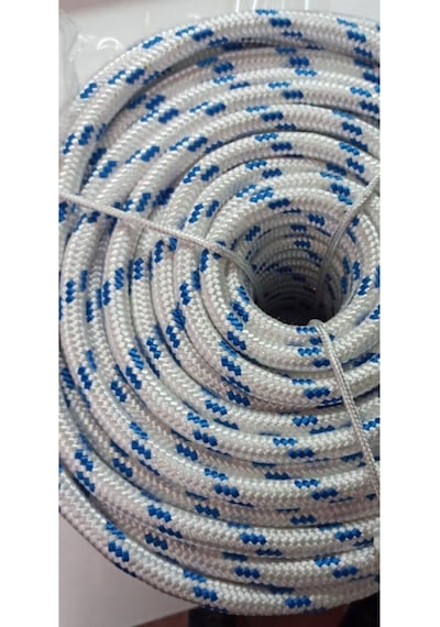 Molhalat 8 MM Iskota Halat 100 Metre-Parlak İpek Örgülü Polyester Halat-Tekne Halatı