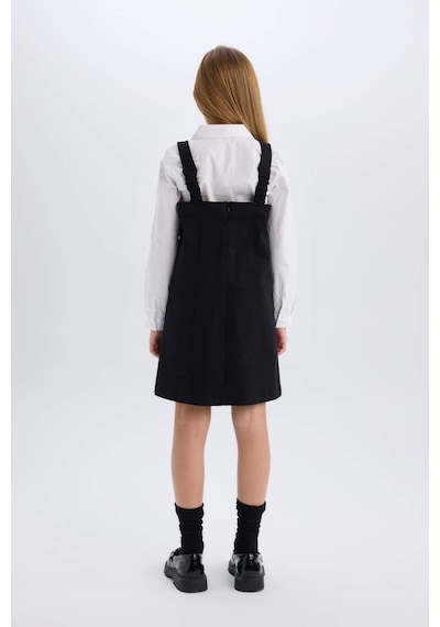 DeFacto Kız Çocuk Askılı Gabardin Salopet Elbise D9306A825SPBK27 Siyah