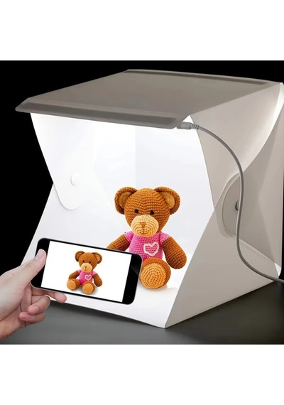 Katlanabilir Mini Fotoğraf Kutusu Işıklı Ürün Çekim Çadırı 40x40x40