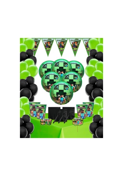Minecraft 8 Kişilik Tabak Bardak Ekonomik Doğum Günü Parti Malzeme Seti Renkli Tüm Yaşlar