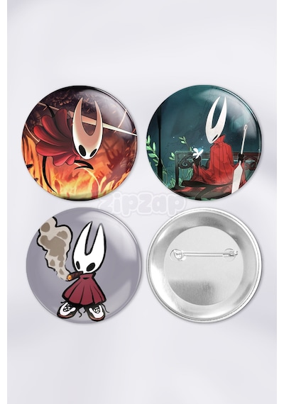 Hollow Knight Silksong Video Oyun Çanta Süsü İğneli Buton Rozet Seti 3 Adet Üçlü