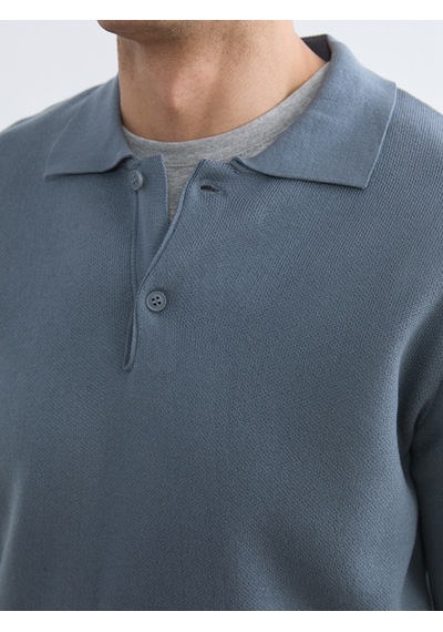 Lcw Vision Mavi Polo Yaka Erkek Triko Kazak
