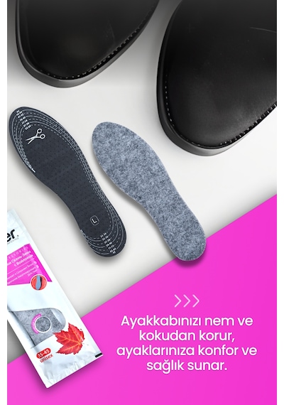 Silver Isı Koruyucu Keçe Ayakkabı Tabanlığı - Sıcak Tutan Kışlık Taban 35-45