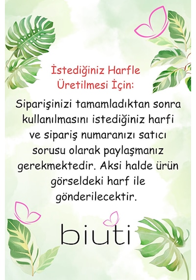 Gümüş Renkli Metal Çiçek Pastel Boncuklu Kişiselleştirilebilir Ha