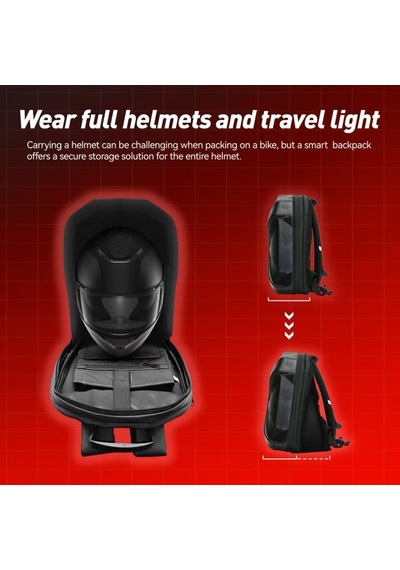 Prıme X Lıght Karbon, Motorcu Sırt Çantası Ledli Sırt Çantası, Telefon Kontrol Kask Taşıma Çantası Siyah