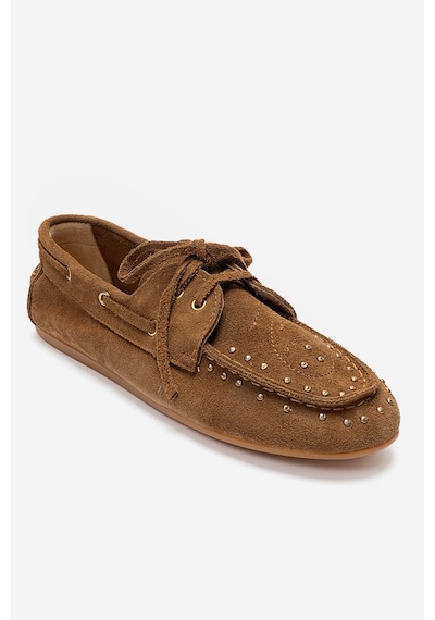 Luvishoes Cuesta Toprak Süet Hakiki Deri Troklu Bağcıklı Kadın Loafer Ayakkabı