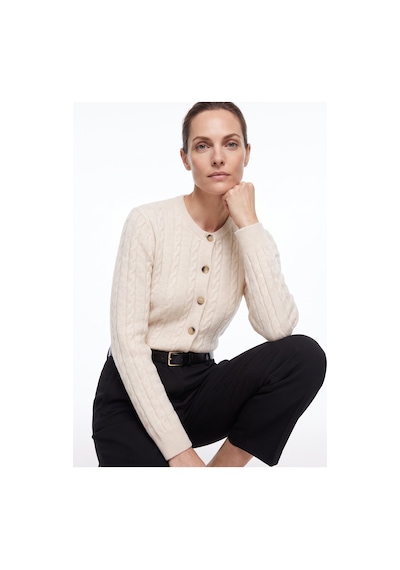 Fabrika Ekru Kadın Bisiklet Slim Fit Saç Örgü Hırka F5wl-hrk0256