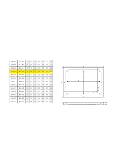 Shower 80X100 Dikdörtgen Flat Duş Teknesi