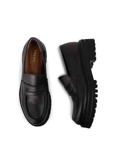 Deery Hakiki Deri Siyah Kadın Loafer Ayakkabı - 01903zsyhe01 Siyah