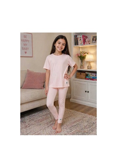 Bubiee Baby Kız Çocuk Pamuklu Toz Pembe Ev Kıyafeti Kısa Kollu Tişört Ve Uzun Tayt Alt Üst Takım Bubiee Baby Kız Çocuk Pamuklu Toz Pembe Ev Kıyafeti Kısa Kollu Tişört Ve Uzun Tayt Alt Üst Takım
