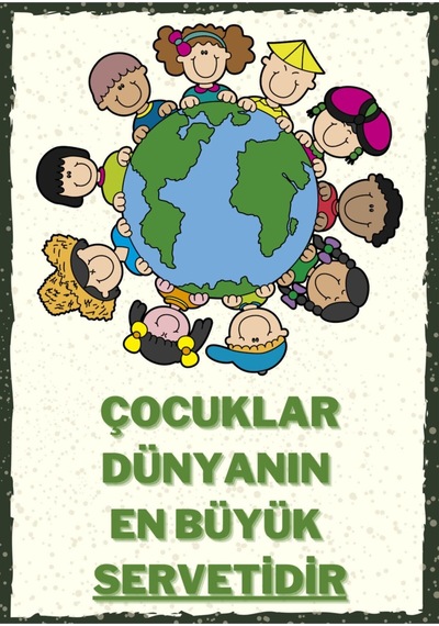 Çocuklar Dünyanın En Büyük Servetidir Retro Ahşap Poster - 711990254
