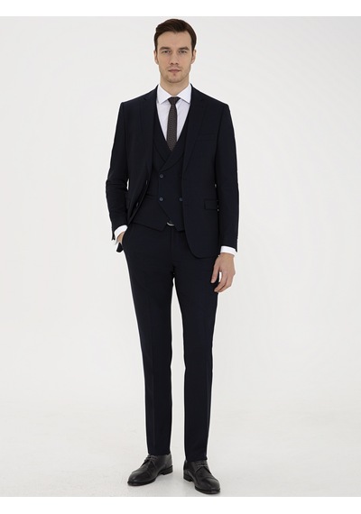 Cacharel Lacivert Slim Fit Yün Ceket