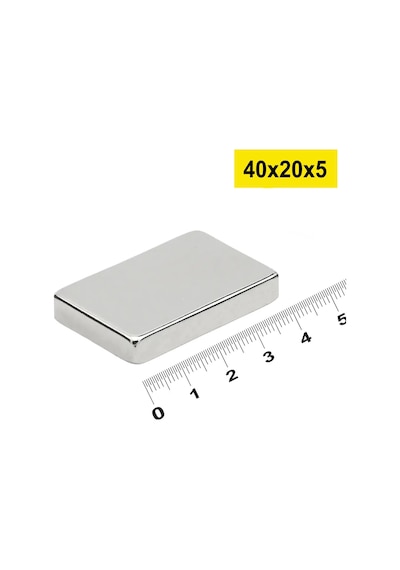 50 Adet 40x20x5mm Neodyum Magnet Güçlü N35 Mıknatıs Köşeli Nikel Kaplama Lisinya