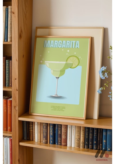 Margarita Yeşil Poster, Ahşap Çerçeveli Duvar Tablosu - Mutfak Dekorasyonu