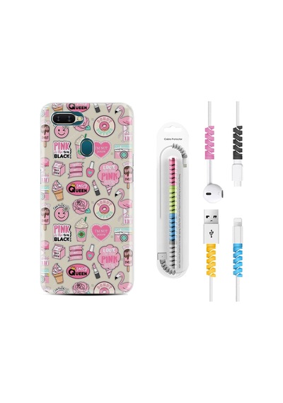 Oppo A5S Kılıf Kablo Koruyuculu Donut Flamingo 1415