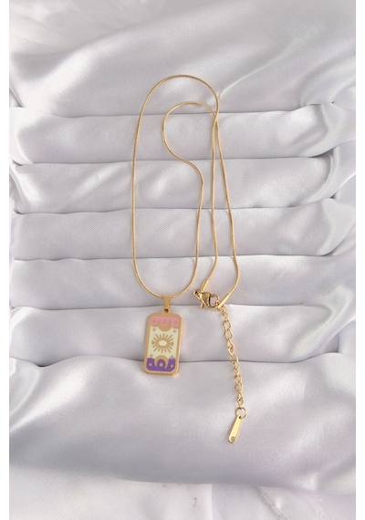 316l Çelik Gold Renk Karışık Mineli Ay Figür Tarot Kolye - Tj-bko9032 Gümüş