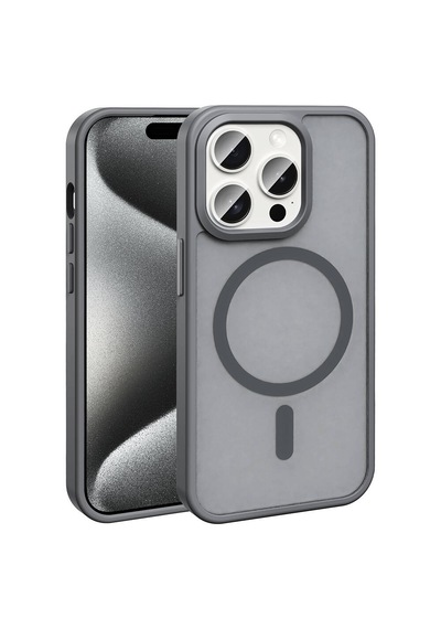 Apple, Uyumlu iPhone 15 Pro Max Kılıf M-safe Şarj Özellikli Mat Arka Yüzey Zore Sio Kapak Siyah