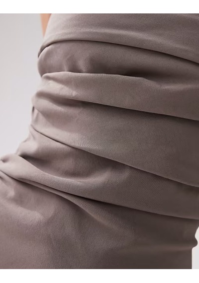 Asos Design Bengal Desenli Diz Boyu Elbise 40 Beden Açık Bej