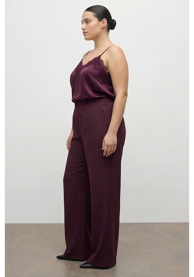 Myline Beli Lastikli Geniş Paça Pantolon Bordo