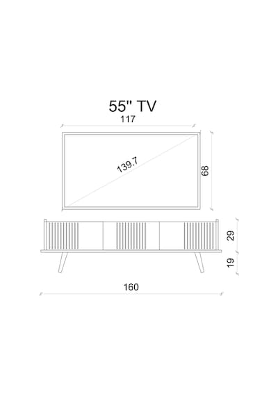 Spica Safir Meşe Rengi Mdf 3 Kapak Ahşap Ayaklı 160 Cm Tv Ünitesi