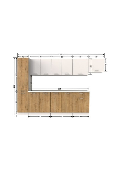 Tdesigno Tunay Hazır Mutfak Dolabı Kiler Dahil 320 Cm - Tezgah Dahil Beyaz - Meşe Tdesigno Tunay Hazır Mutfak Dolabı Kiler Dahil 320 Cm - Tezgah Dahil Beyaz - Meşe