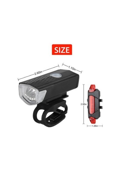 Aqy 300 Lümen Usb Şarjlı Bisiklet Ön Arka Far Stop Işık Seti Siyah