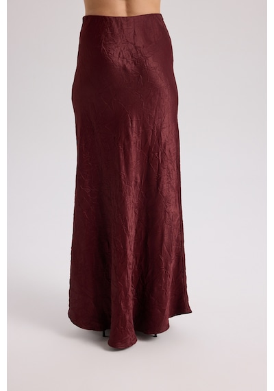 Mai Collection Mai Studios Co. Eubah Kırışık Uzun Bordo Saten Etek Bordo