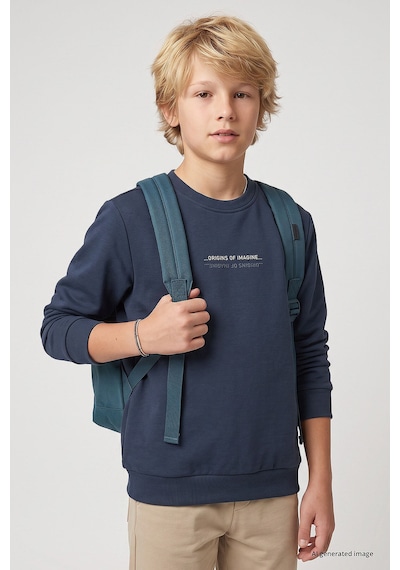 Petrol Standart Fit Baskılı O Yaka Erkek Çocuk Sweatshirt - 11322