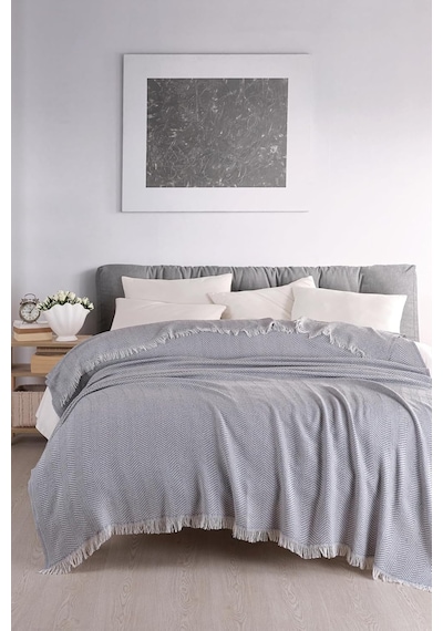 Carden Organik Pamuklu Koltuk Örtüsü Desenli 200x230 Cm Kanepe Çekyat Buldan Bezi Gri Diğer