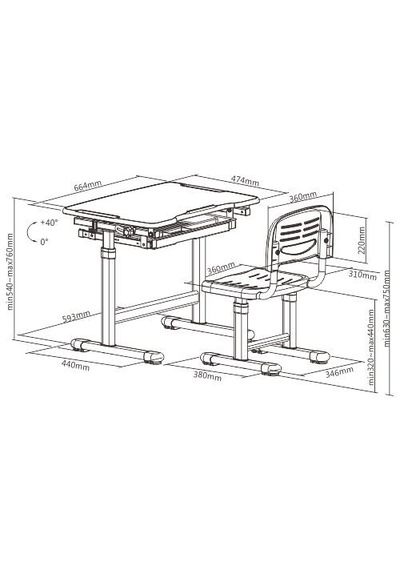 Ayarlanabilir Ergonomik Çocuk Aktivite Masası 3-10 Yaş- Gri
