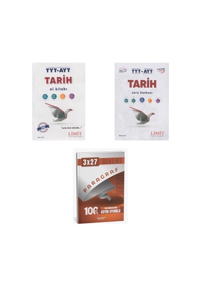 2027 Limit Tyt Ayt Tarih El Kitabı + Video Çözümlü Soru + Anla Kazan Paragraf Deneme 3'lü Set