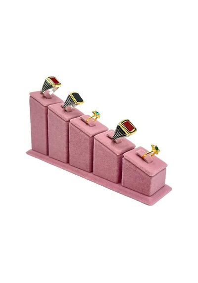 5 Li Grup Yüzük Yatay Süet Pembe Pembe