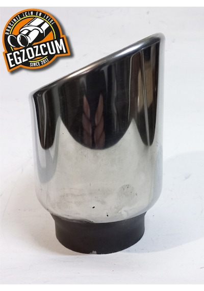 90 Mm. Paslanmaz Krom İçi Boş Önü Kesik Yuvarlak Tekli Egzoz Eksoz Ucu