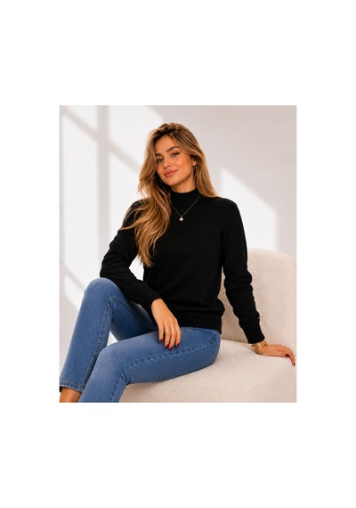 Hira Life Fashion Kadın Şık Tasarım Ve Yumuşak Dokulu Dik Yaka Triko Basic Kazak Bluz Siyah Siyah Hira Life Fashion Kadın Şık Tasarım Ve Yumuşak Dokulu Dik Yaka Triko Basic Kazak Bluz Siyah Siyah