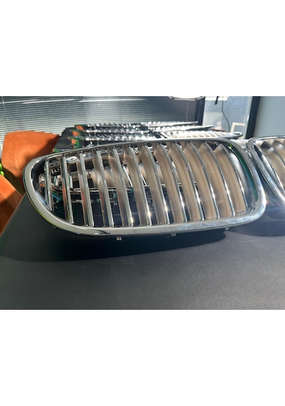 Bmw F10 Panjur Krom Titan Böbrek Izgara Seti 5 Serisi Ön Grill 2010-2017 Uyumlu Gri